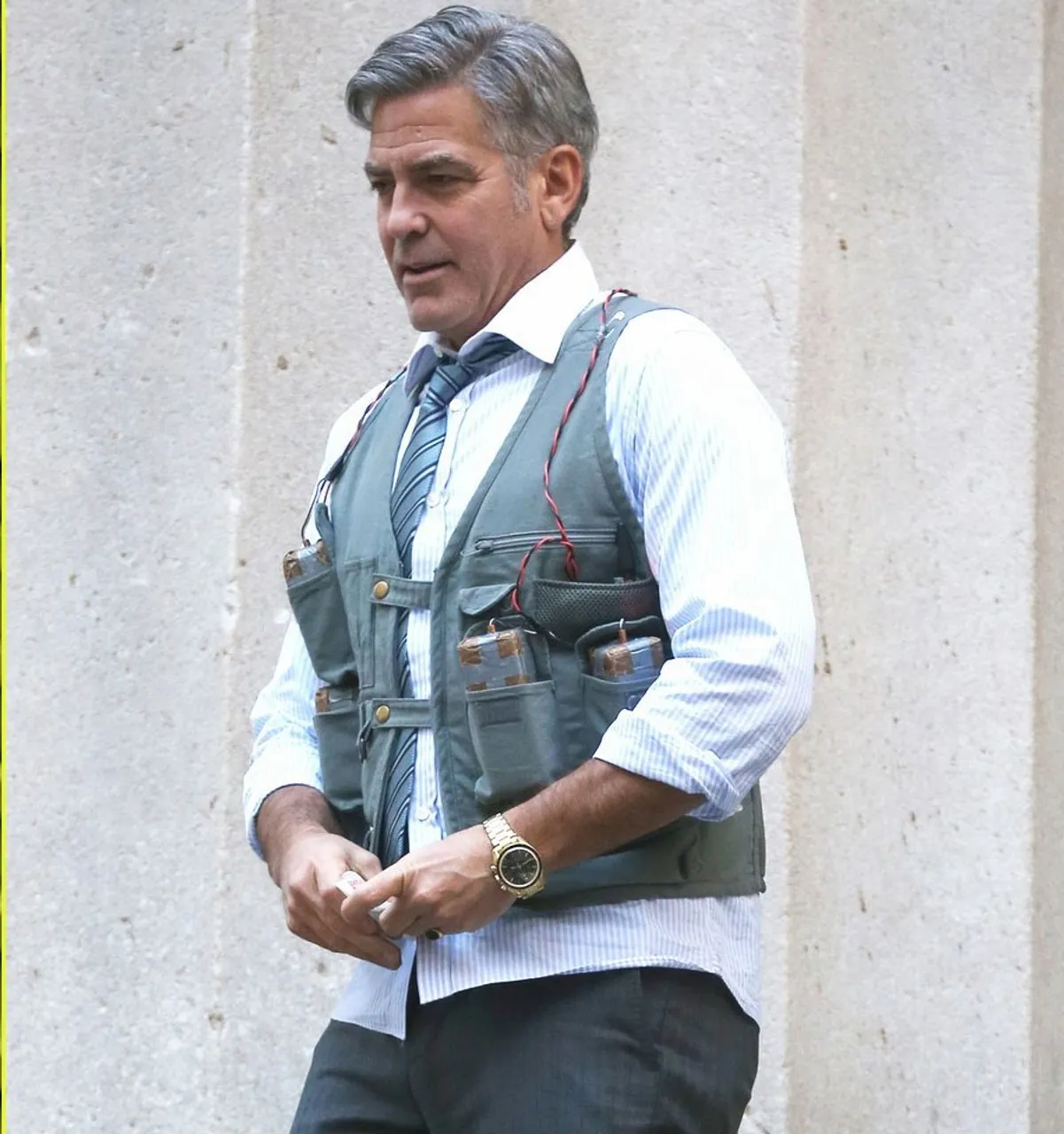 George Clooney Money Monster Leather Vest