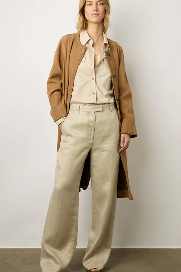 Gerard Darel CARMEN LINEN GOLD LUREX SUIT TROUSERS