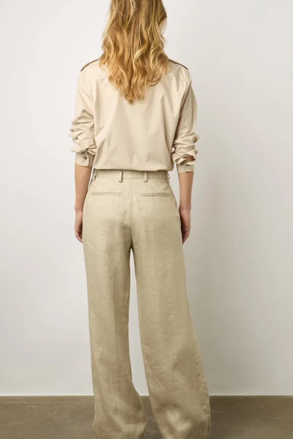 Gerard Darel CARMEN LINEN GOLD LUREX SUIT TROUSERS