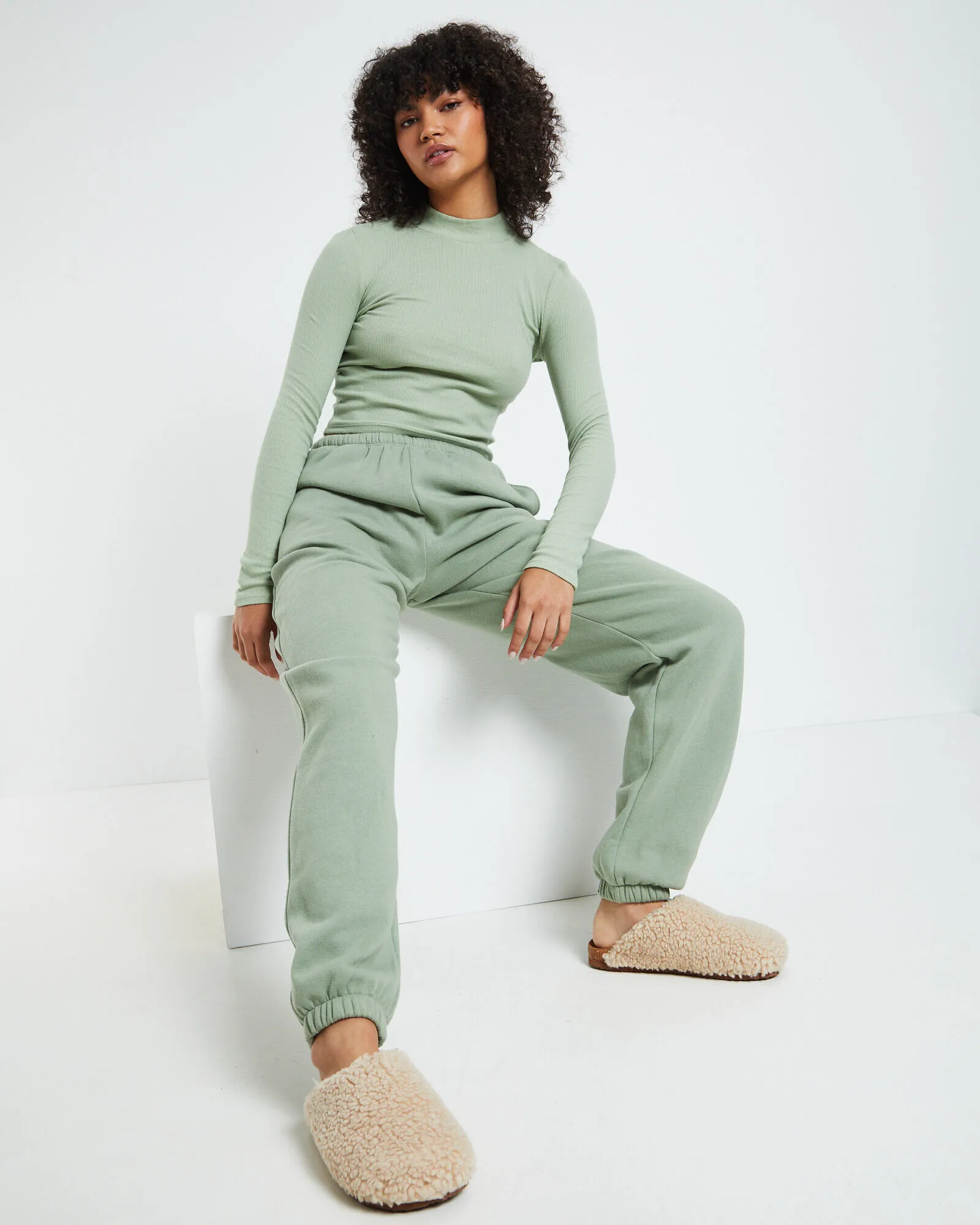 GP Co. Basics Relaxed Fleece Joggers Dusty Sage Green