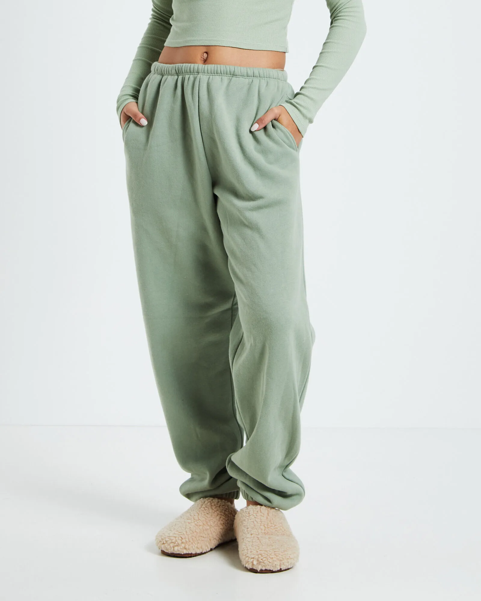 GP Co. Basics Relaxed Fleece Joggers Dusty Sage Green