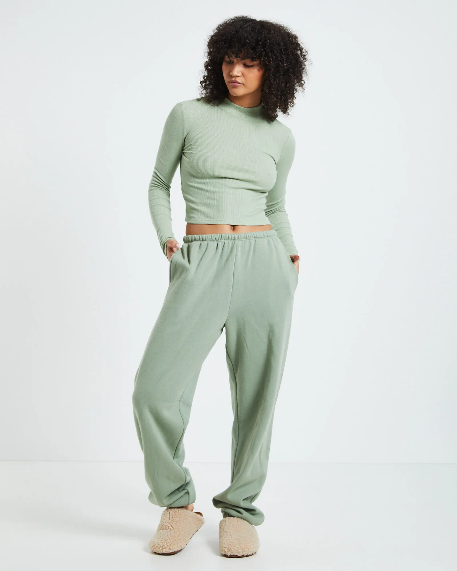 GP Co. Basics Relaxed Fleece Joggers Dusty Sage Green