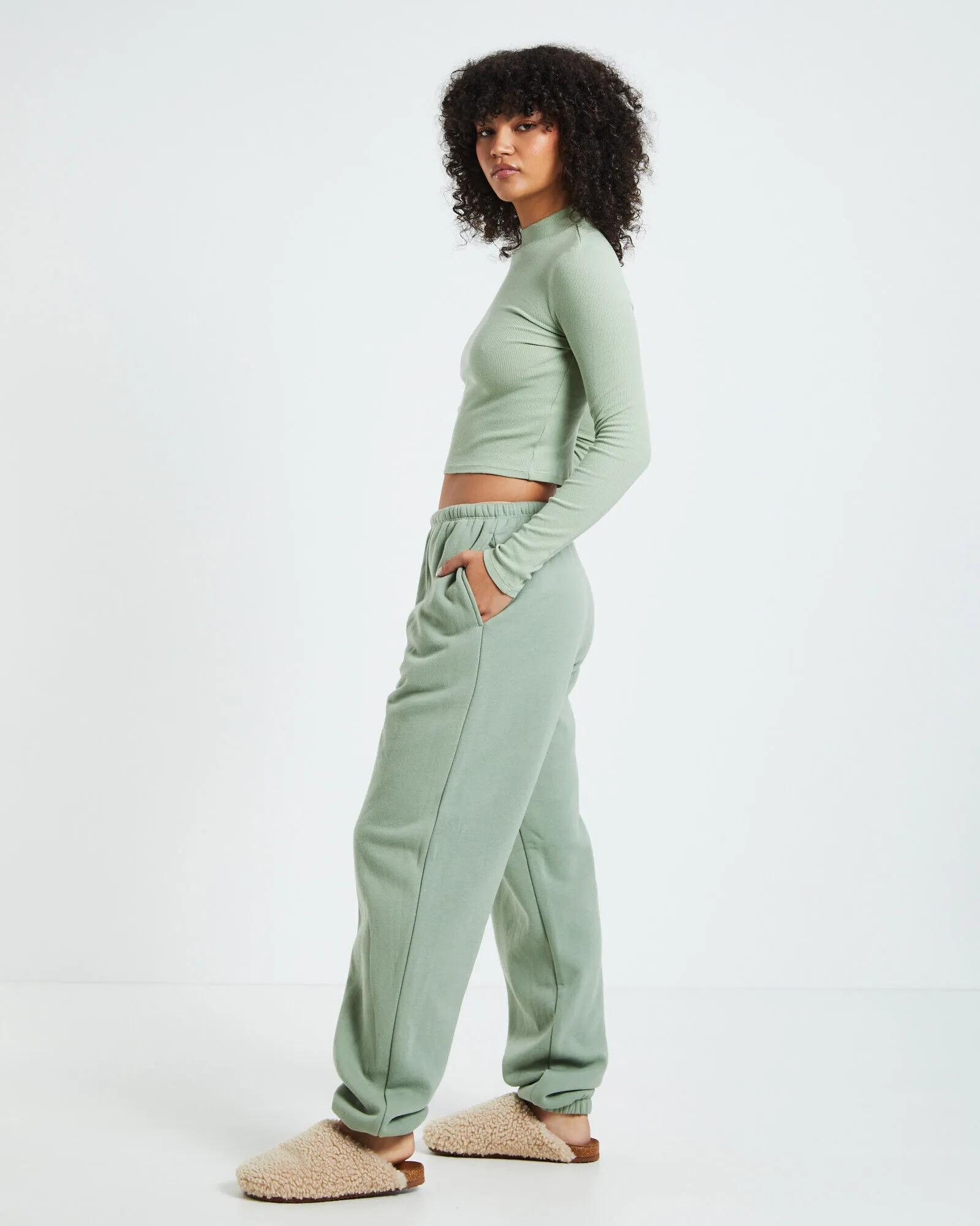 GP Co. Basics Relaxed Fleece Joggers Dusty Sage Green