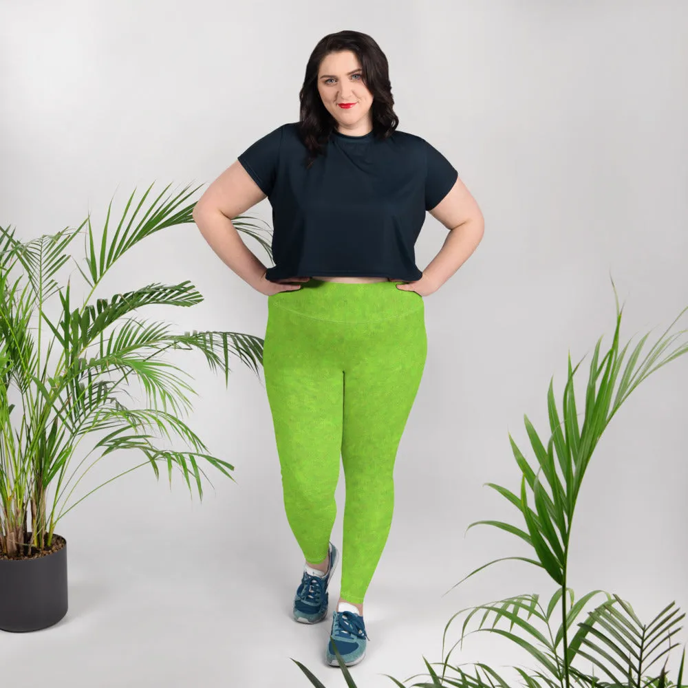 Green Fur Print Plus Size Leggings