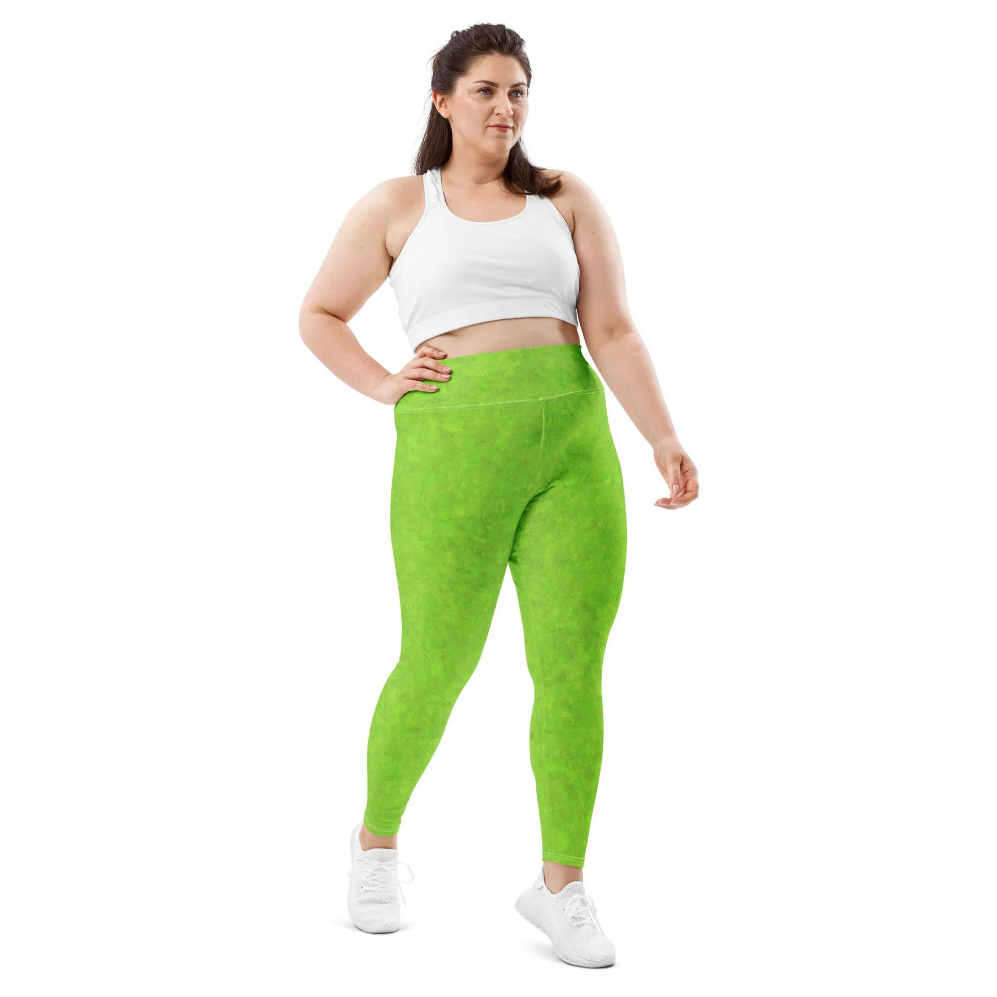 Green Fur Print Plus Size Leggings