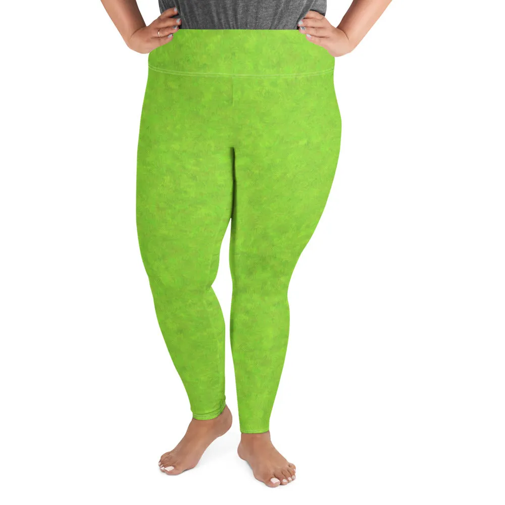 Green Fur Print Plus Size Leggings