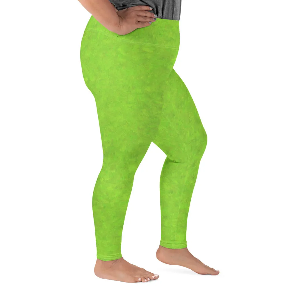 Green Fur Print Plus Size Leggings