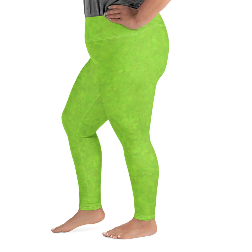 Green Fur Print Plus Size Leggings