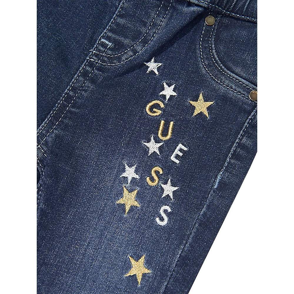 GUESS Little Girl's Star & Logo Pull-On Jeans