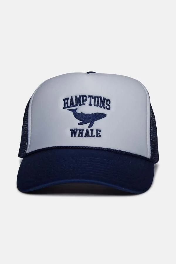 Hamptons Whale Trucker Hat - White/Navy