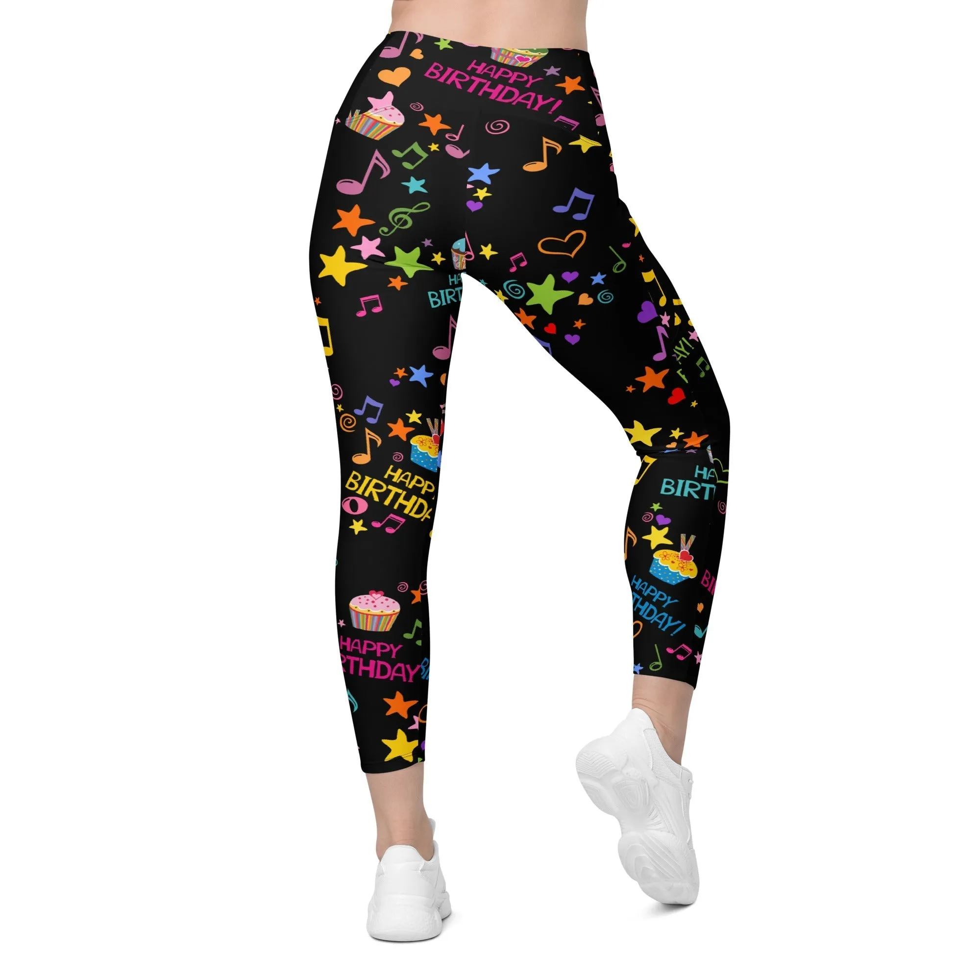 Happy Birthday Crossover Leggings With Pockets