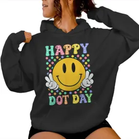 Happy Dot Day 2024 Smile Face Colorful Polka Dot Teacher Kid Women Hoodie