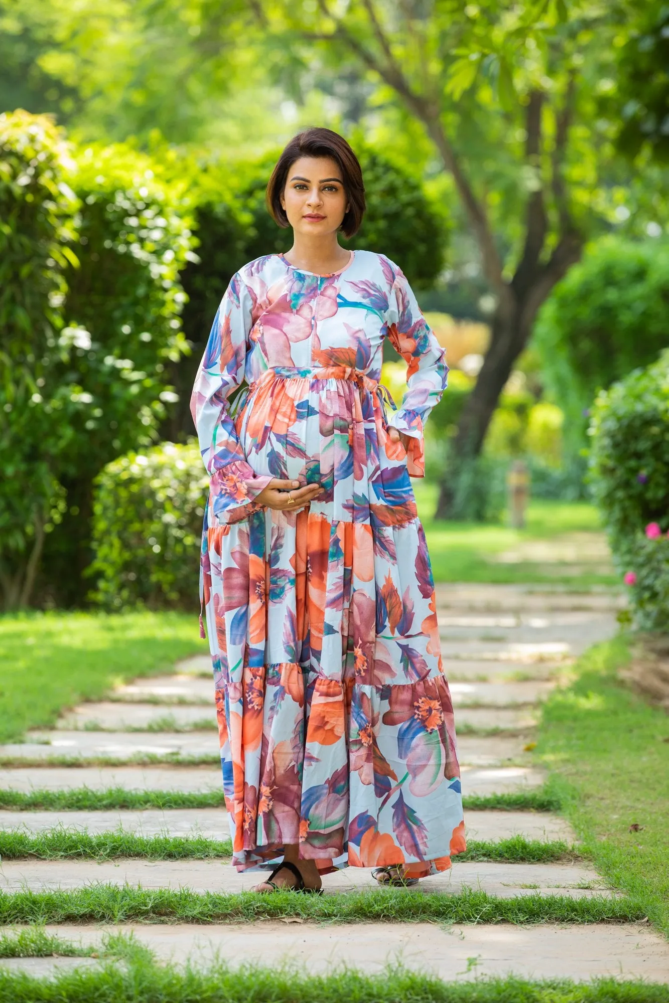 Hawaiian Blossom Maternity & Nursing Layer Dress