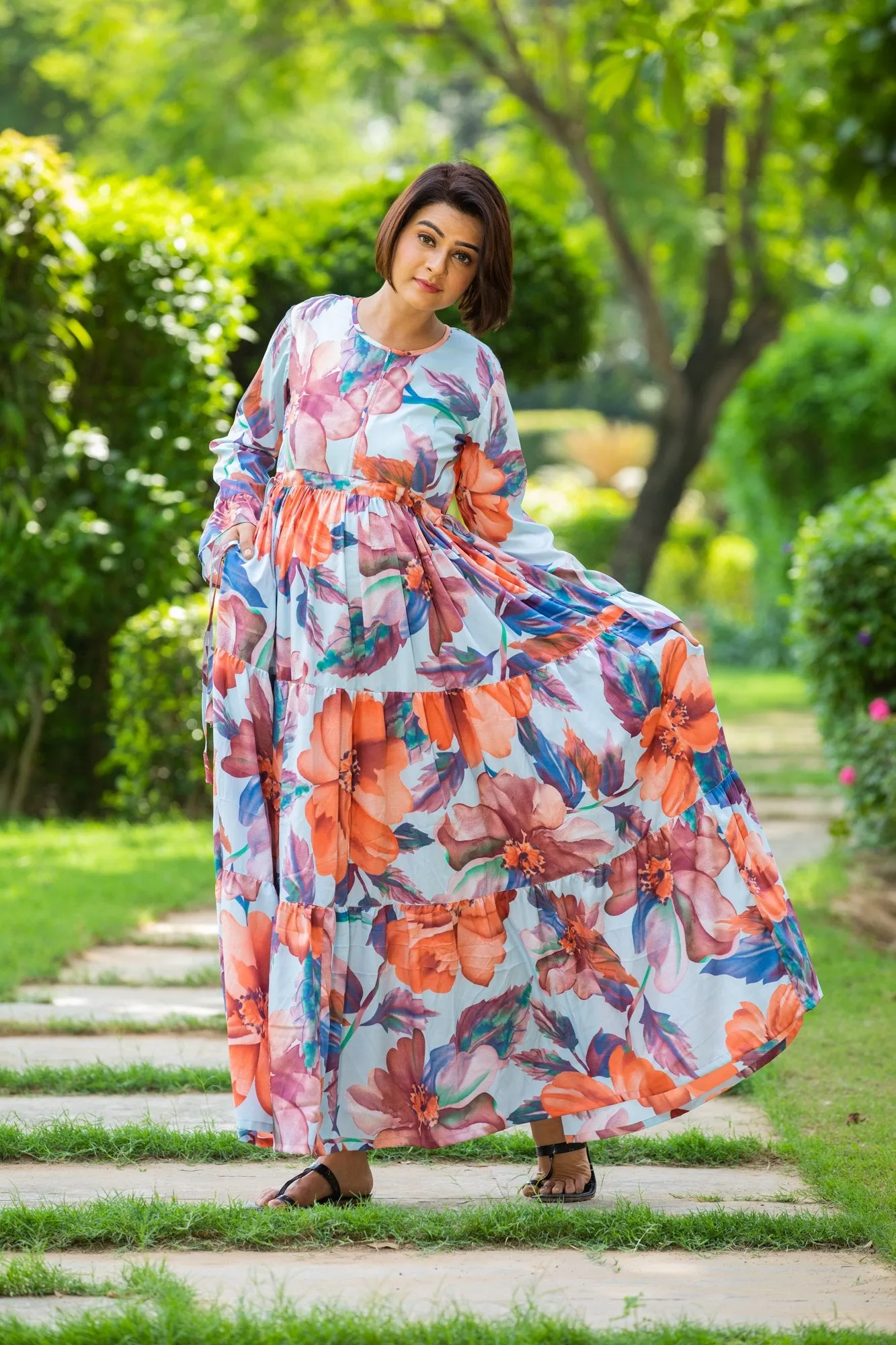 Hawaiian Blossom Maternity & Nursing Layer Dress