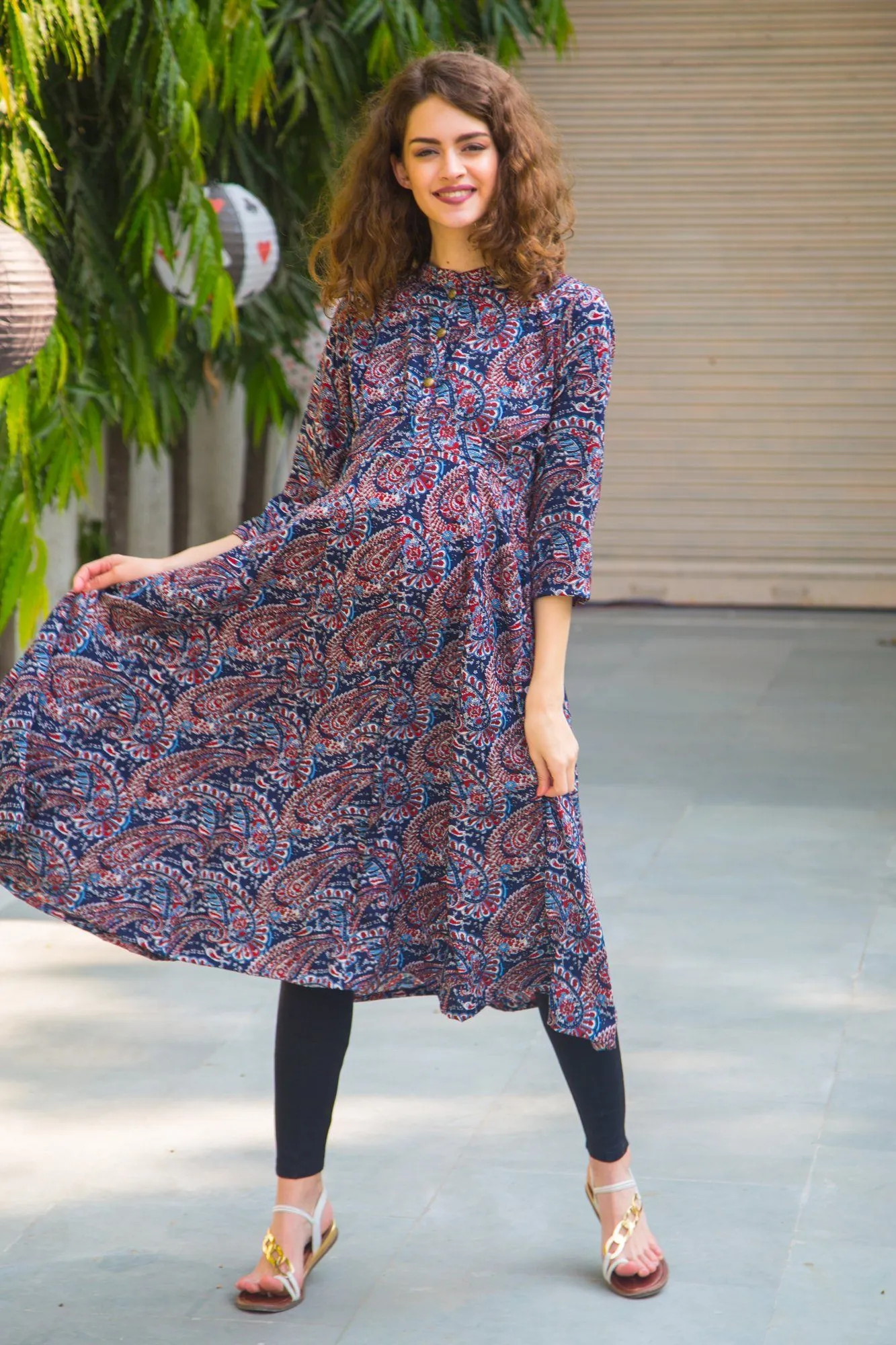 Heritage Print Abstract Nursing & Maternity Kurta