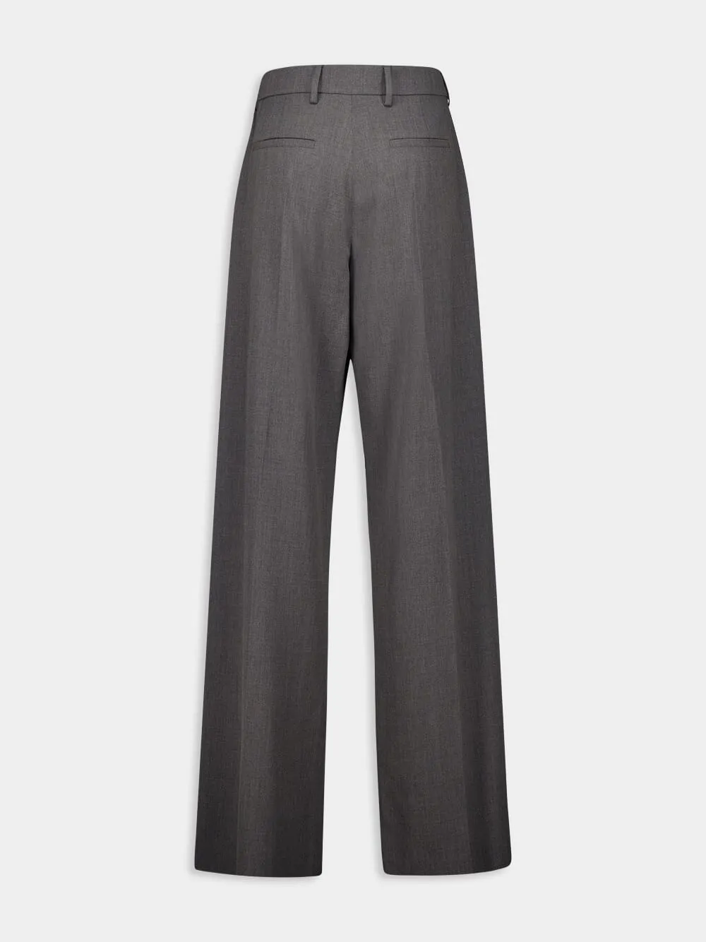 High-Waist Straight Leg Grey Wool Trousers