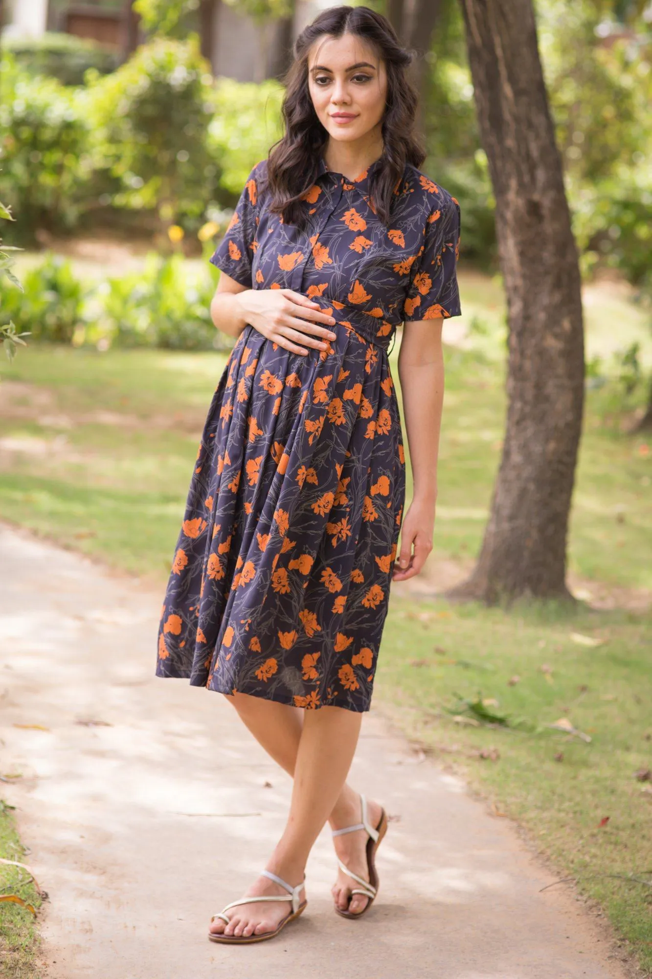 Hints of Amber Maternity & Nursing Dress