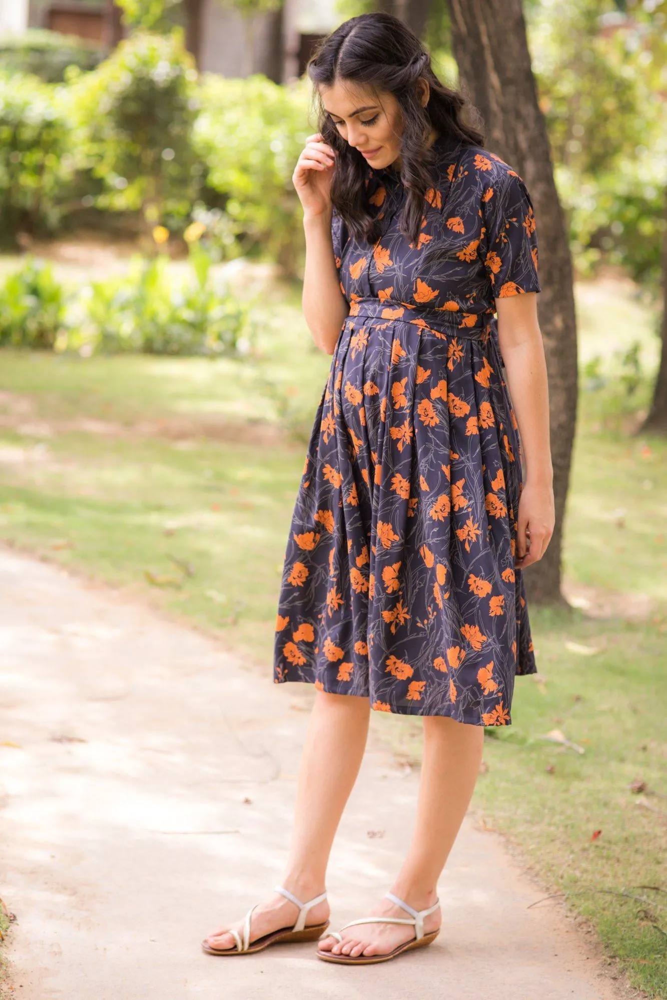 Hints of Amber Maternity & Nursing Dress