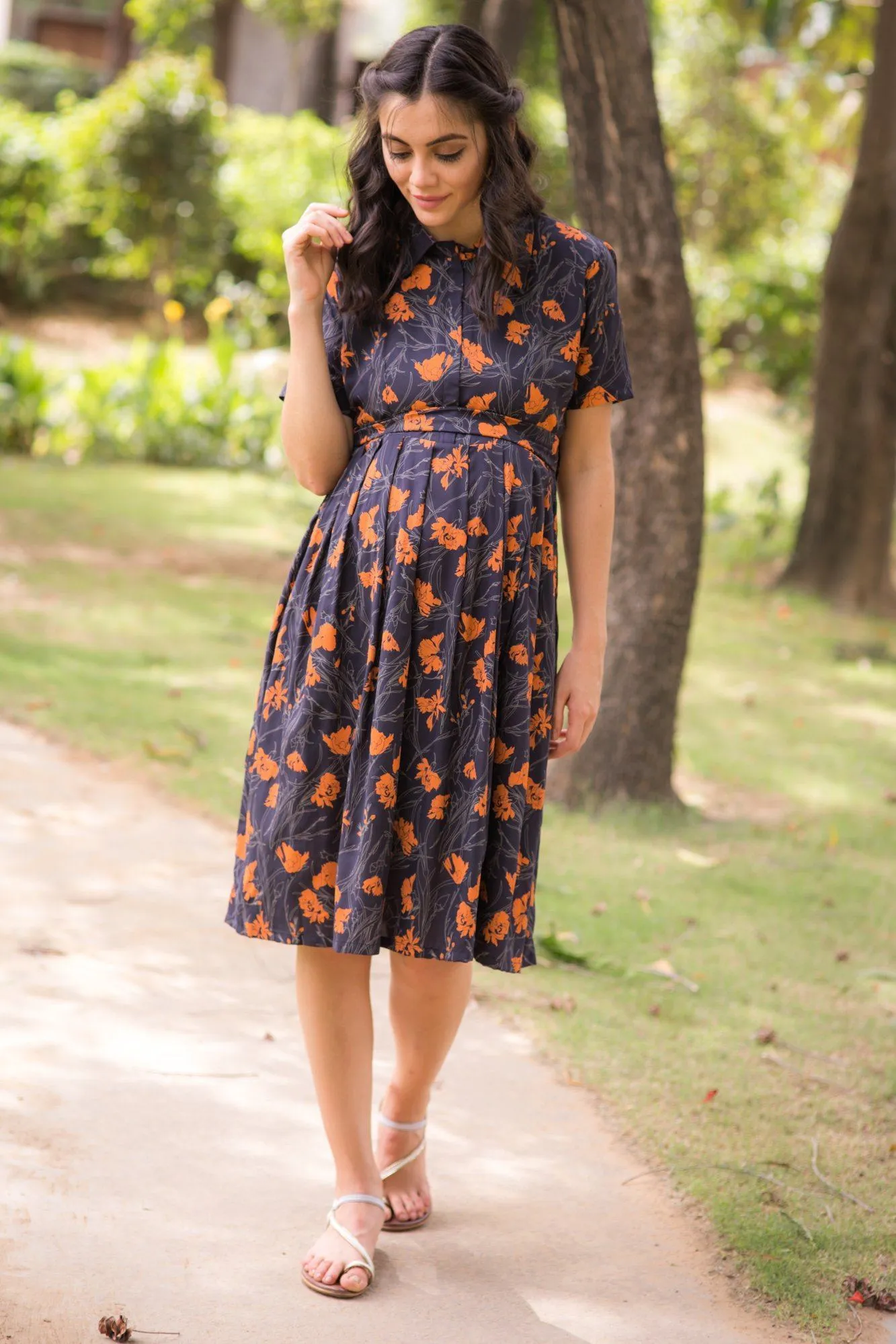 Hints of Amber Maternity & Nursing Dress