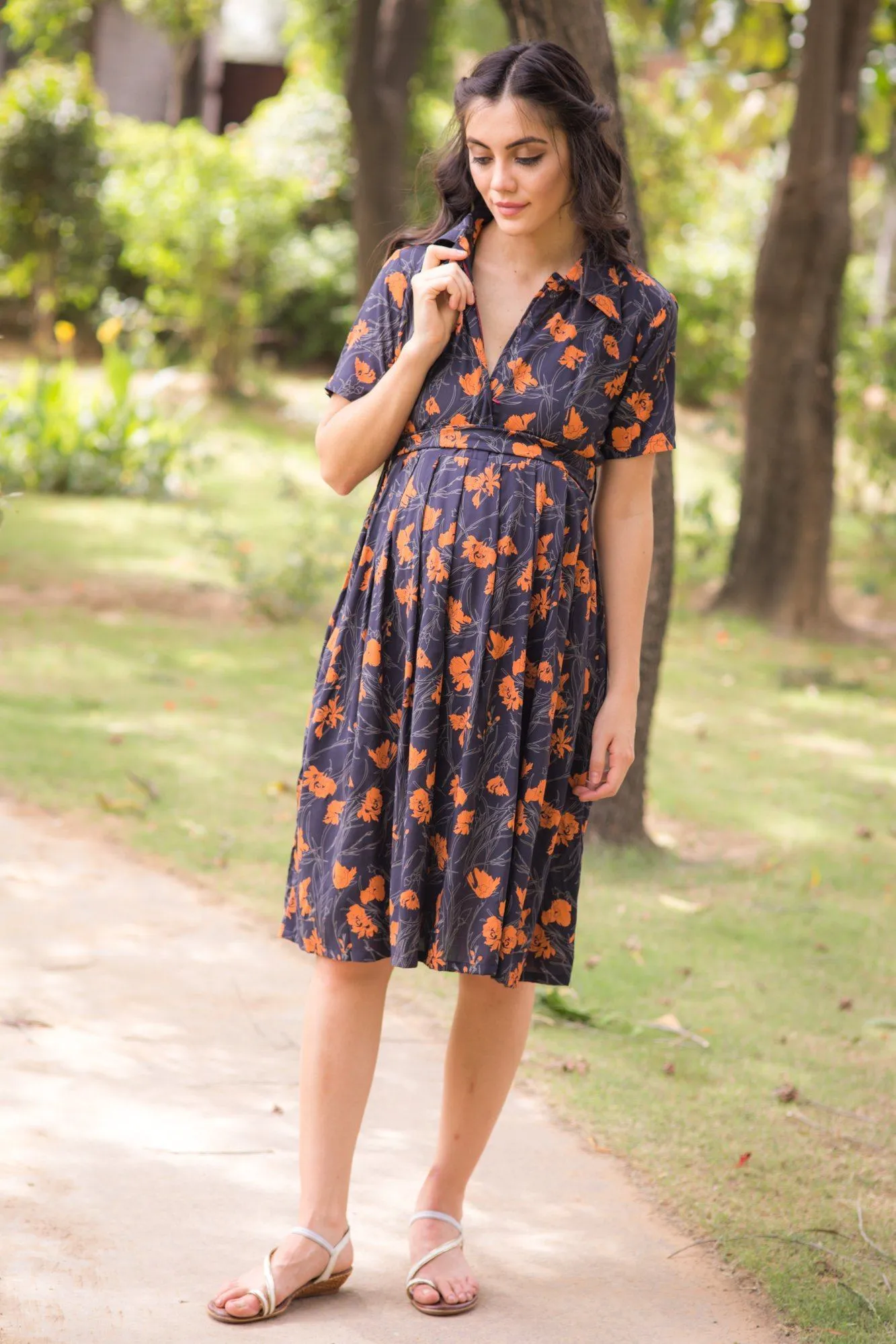 Hints of Amber Maternity & Nursing Dress