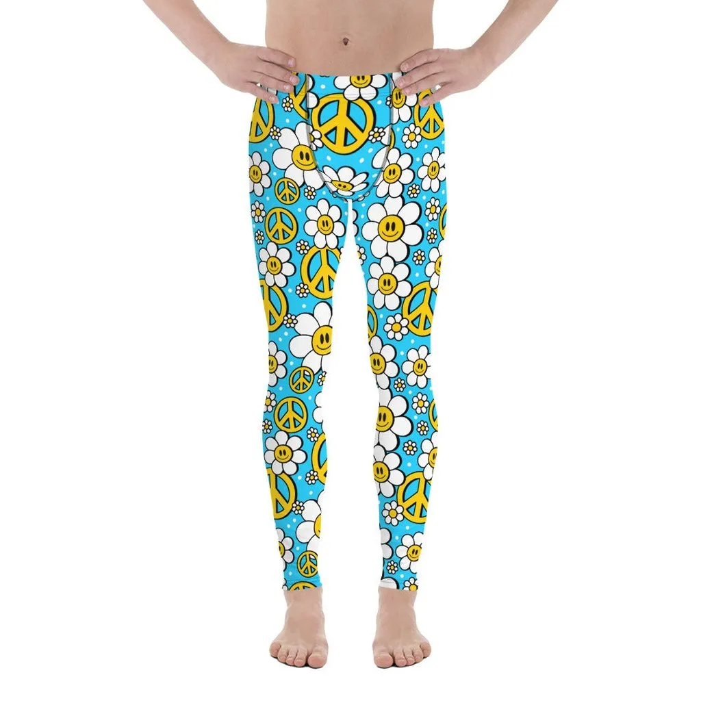 Hippie Flower Pattern Men's Leggings