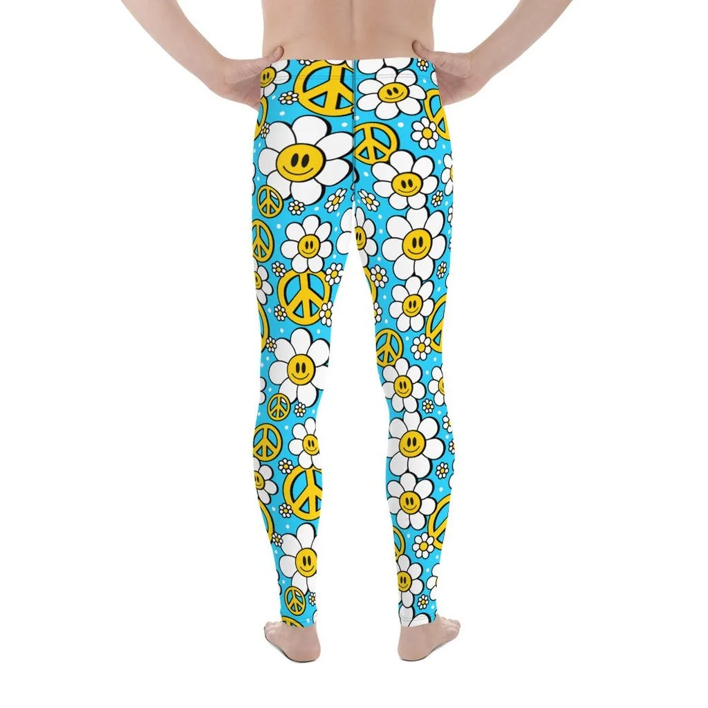 Hippie Flower Pattern Men's Leggings