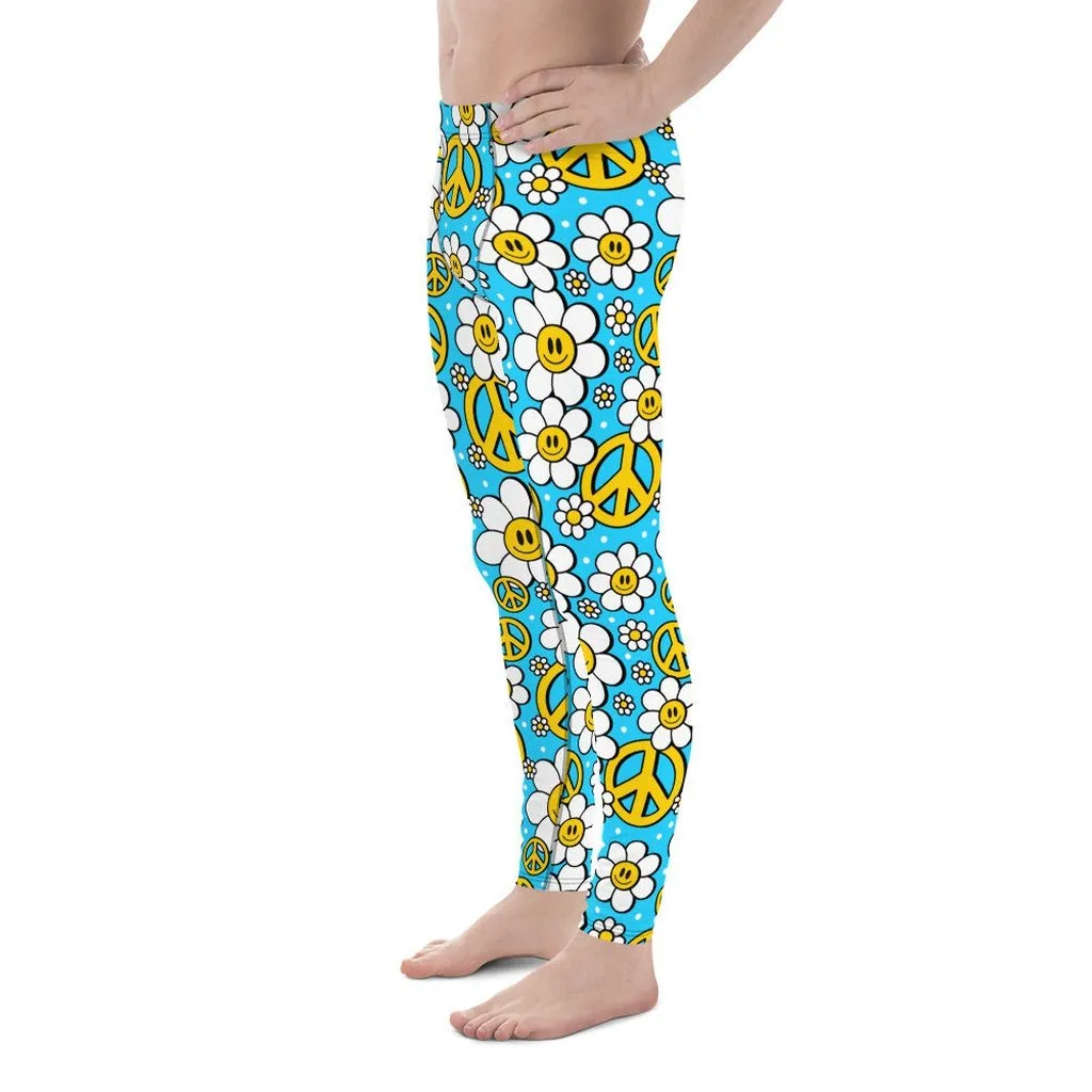 Hippie Flower Pattern Men's Leggings