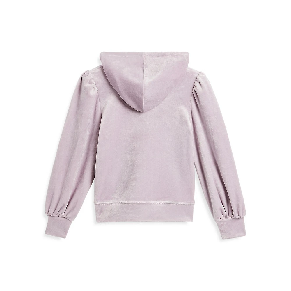 Hudson's Bay Little Girl's Puff-Sleeve Velour Hoodie