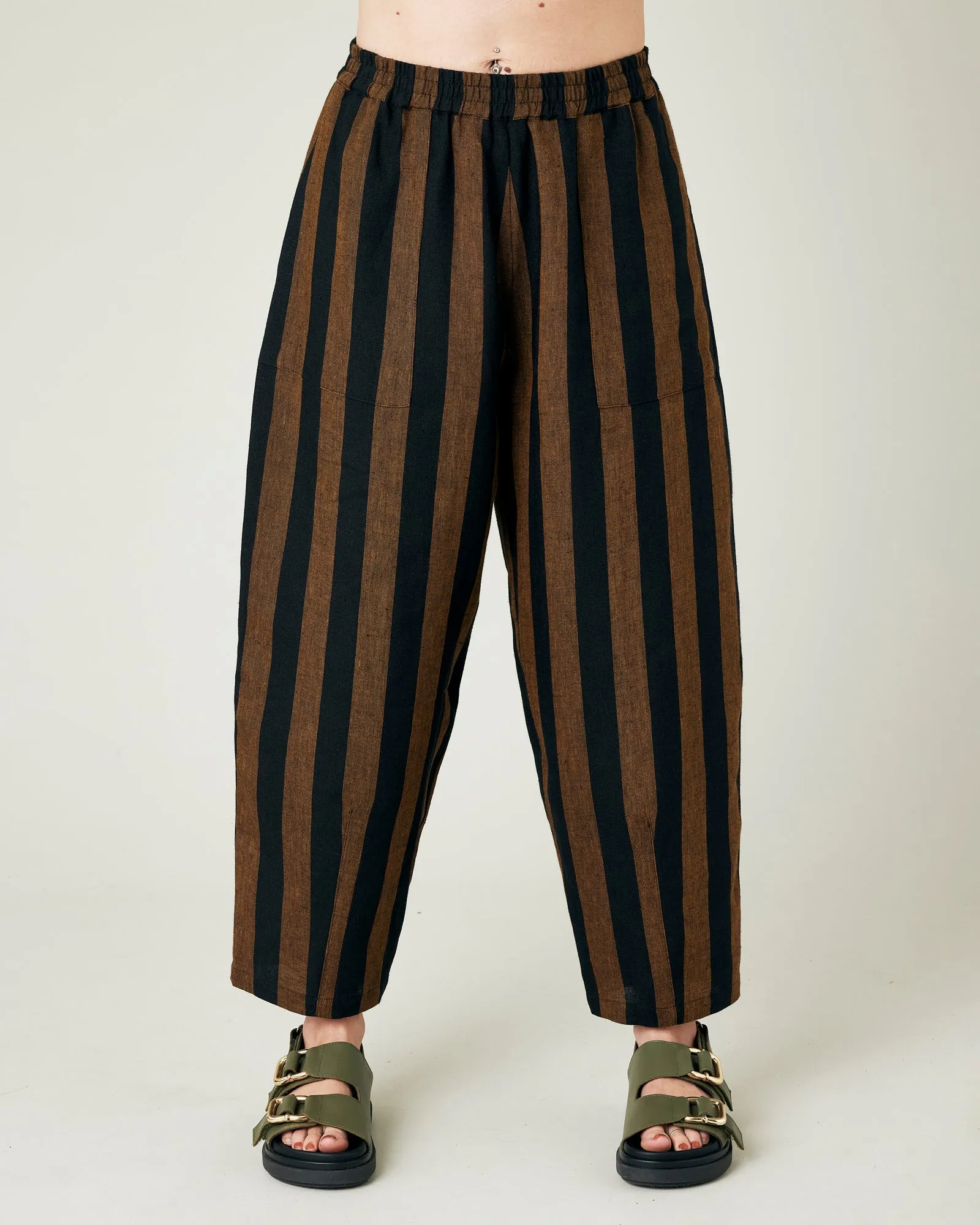 Huxley Rust & Black Stripe Linen Trousers