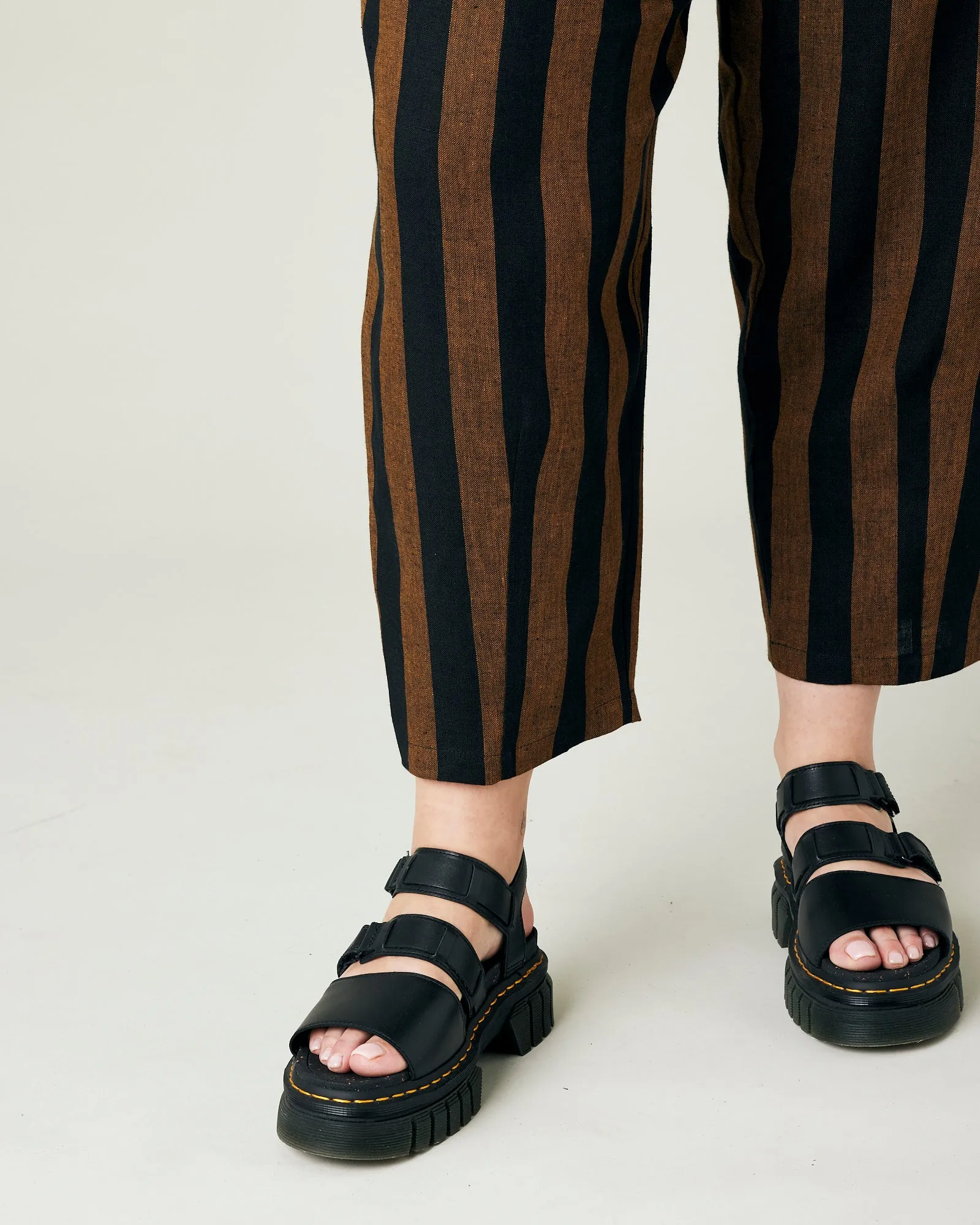 Huxley Rust & Black Stripe Linen Trousers