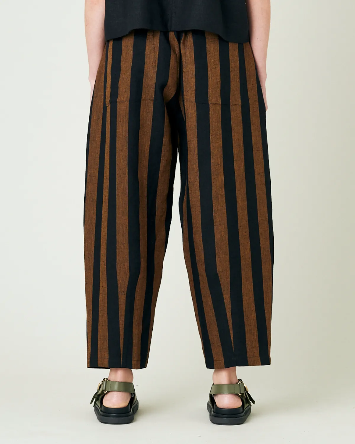 Huxley Rust & Black Stripe Linen Trousers