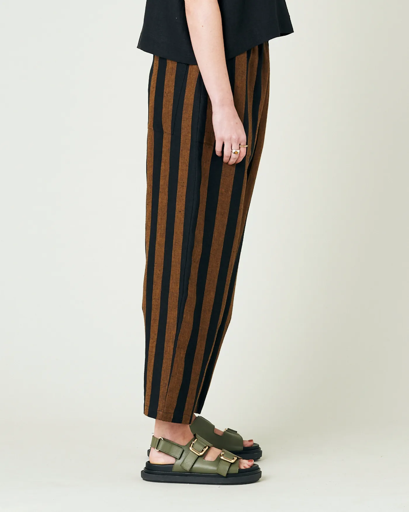 Huxley Rust & Black Stripe Linen Trousers