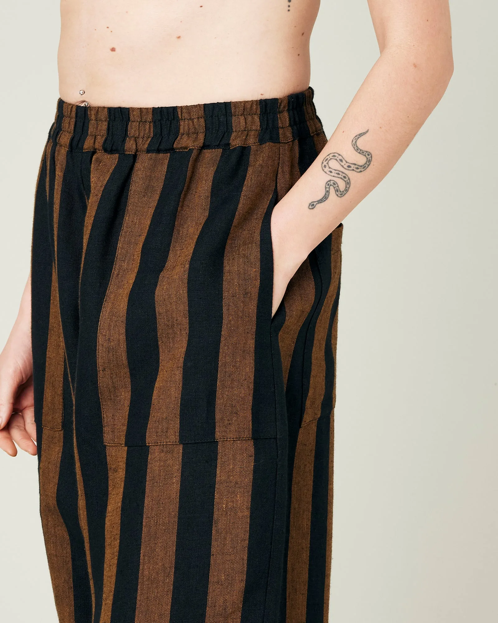 Huxley Rust & Black Stripe Linen Trousers