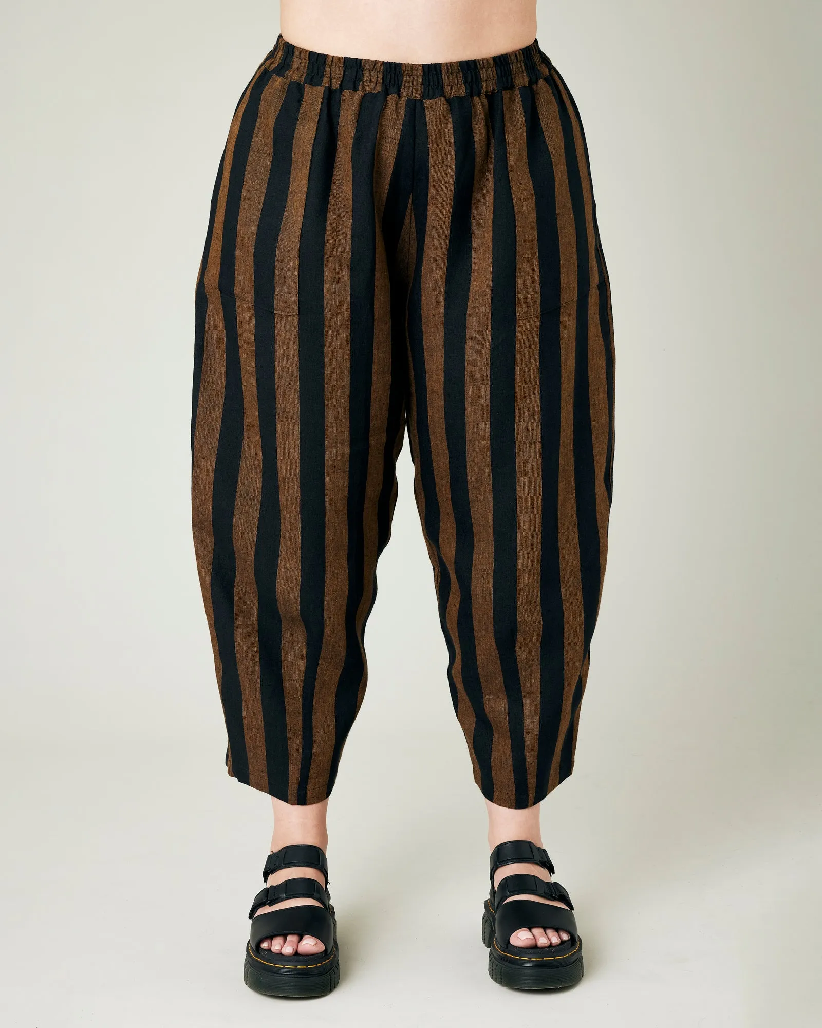 Huxley Rust & Black Stripe Linen Trousers