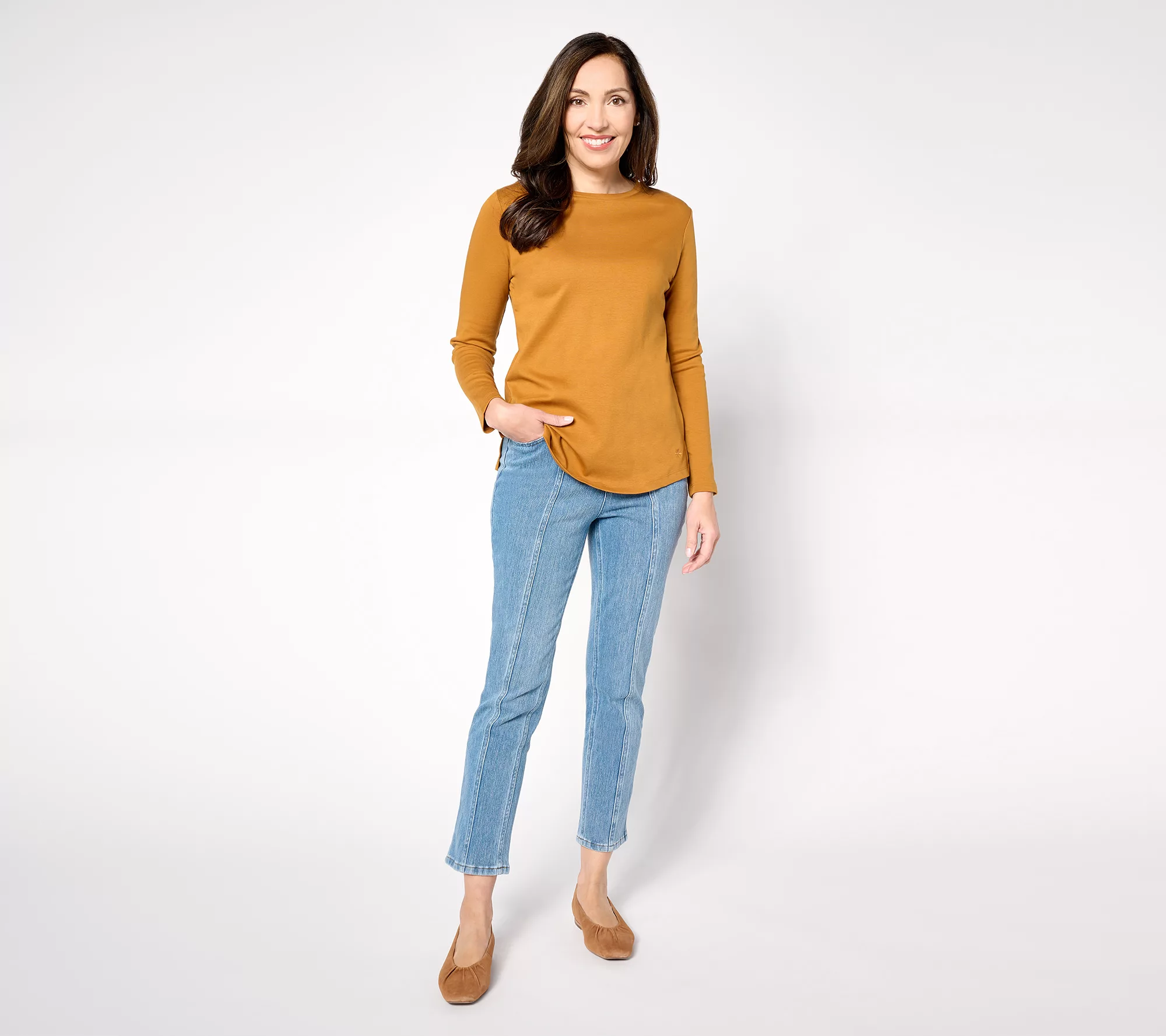 Isaac Mizrahi Live! Regular Knit Denim Straight-Leg Ankle Jeans