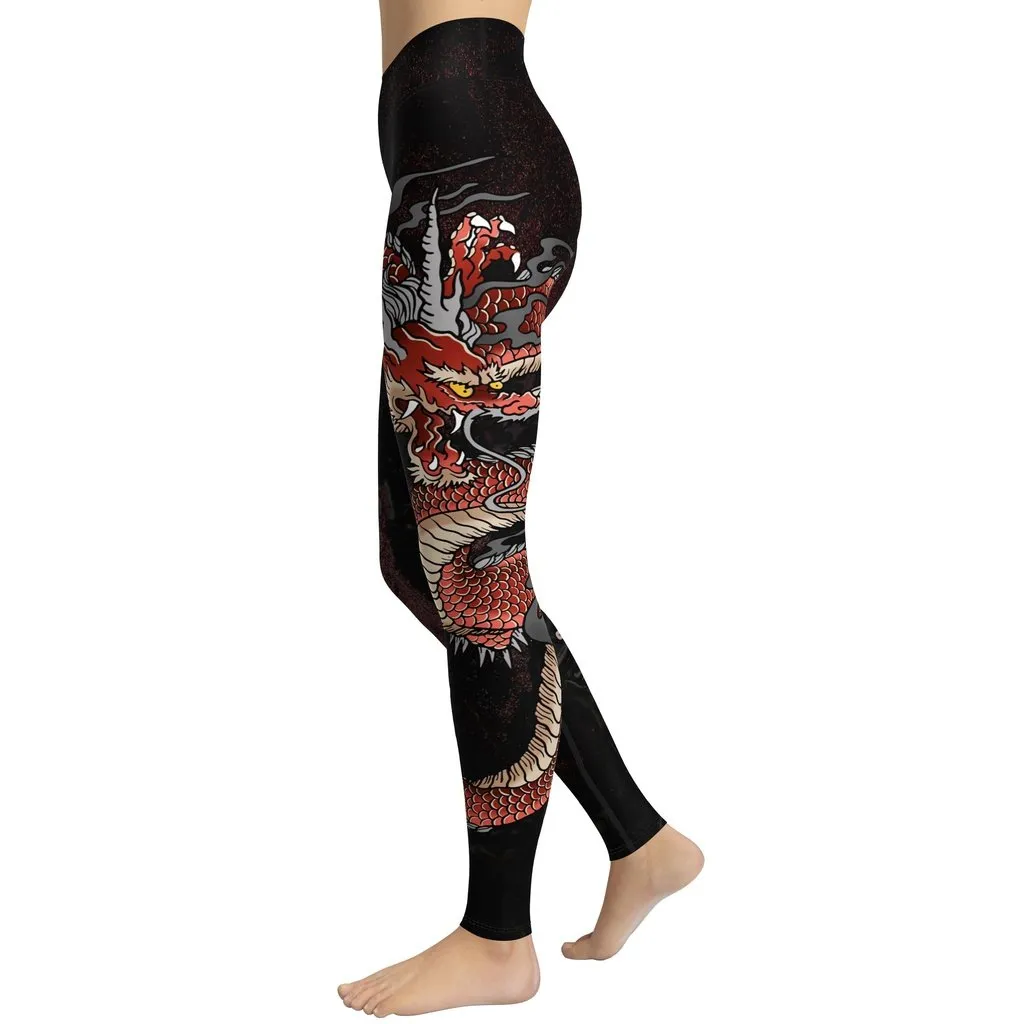 Japanese Dragon Yoga Leggings