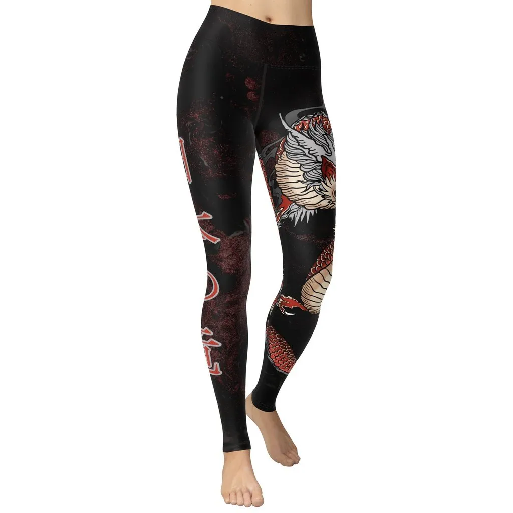 Japanese Dragon Yoga Leggings