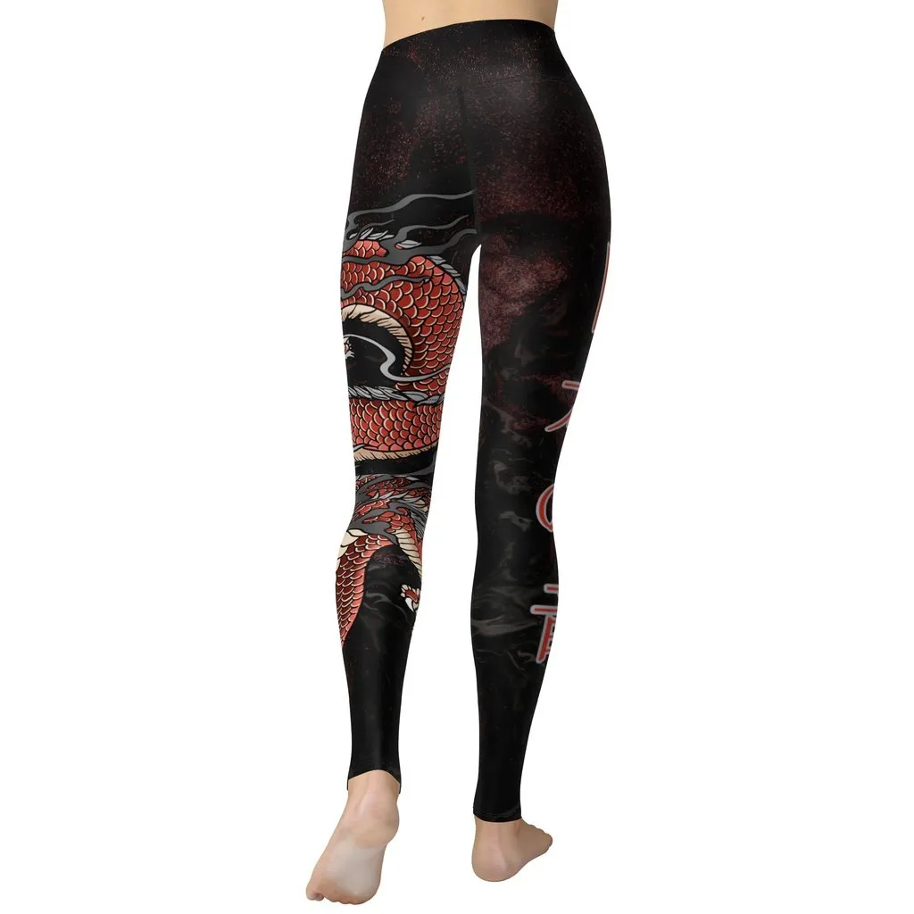 Japanese Dragon Yoga Leggings