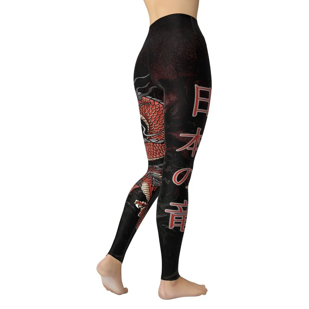 Japanese Dragon Yoga Leggings