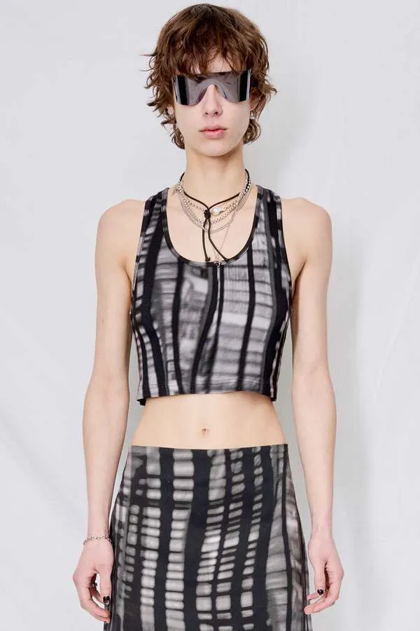 Jersey Bookcase Stripe Cropped Racer Back Vest - Stripe