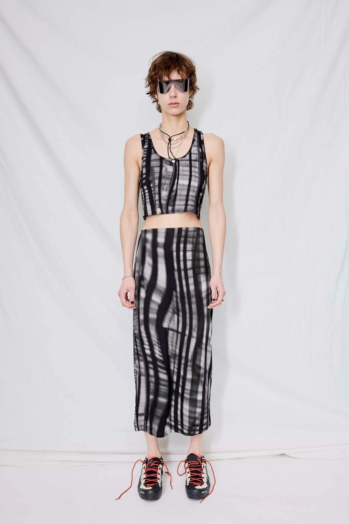 Jersey Bookcase Stripe Cropped Racer Back Vest - Stripe