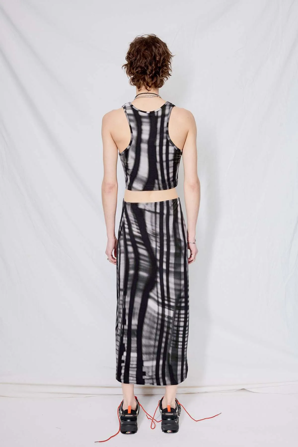 Jersey Bookcase Stripe Cropped Racer Back Vest - Stripe