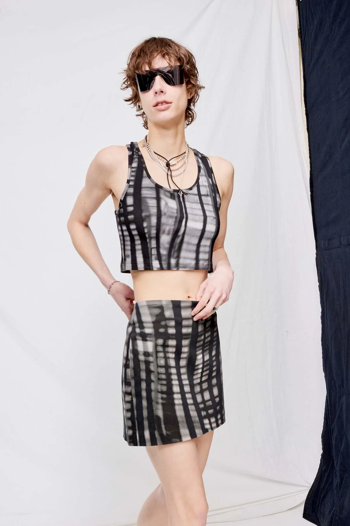 Jersey Bookcase Stripe Cropped Racer Back Vest - Stripe