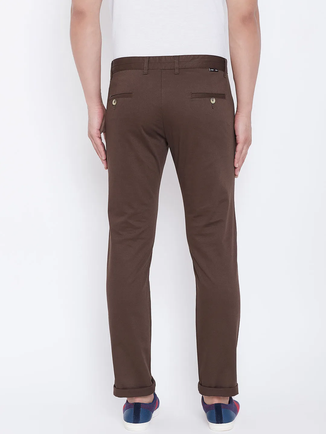 JUMP USA Men Coffee Regular Fit Solid Trousers