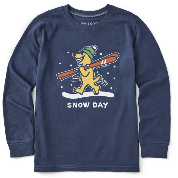 Kids Rocket Ski Snow Day Long Sleeve Crusher Tee