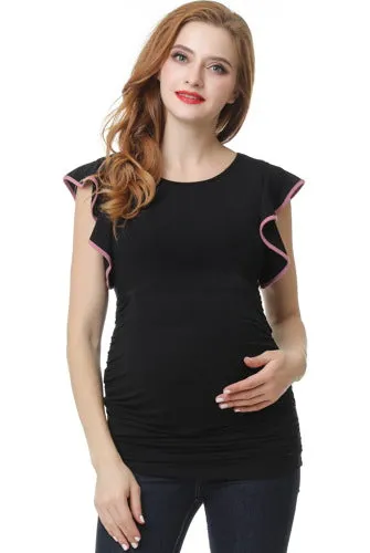 Kimi + Kai Maternity Ruth Ruffle Sleeve Top