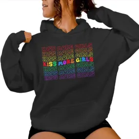 Kiss More Girls Rainbow Lgbtq Month Lgbt Gay Lesbian Pride Women Hoodie