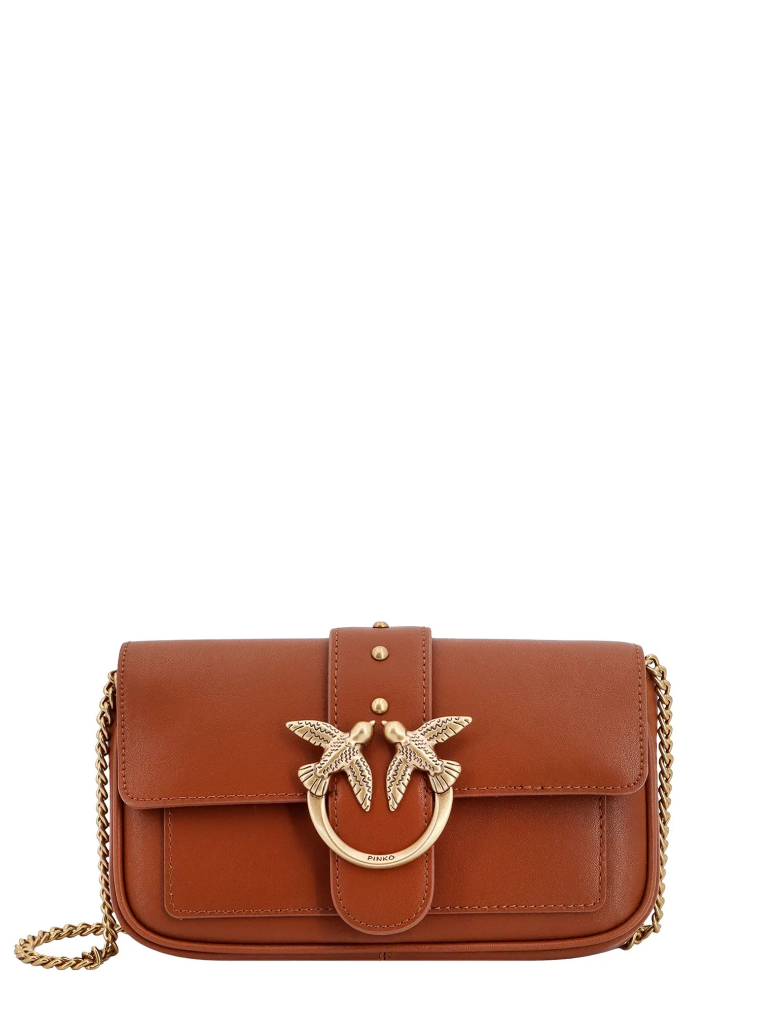 Leather shoulder bag with Love Birds buckle