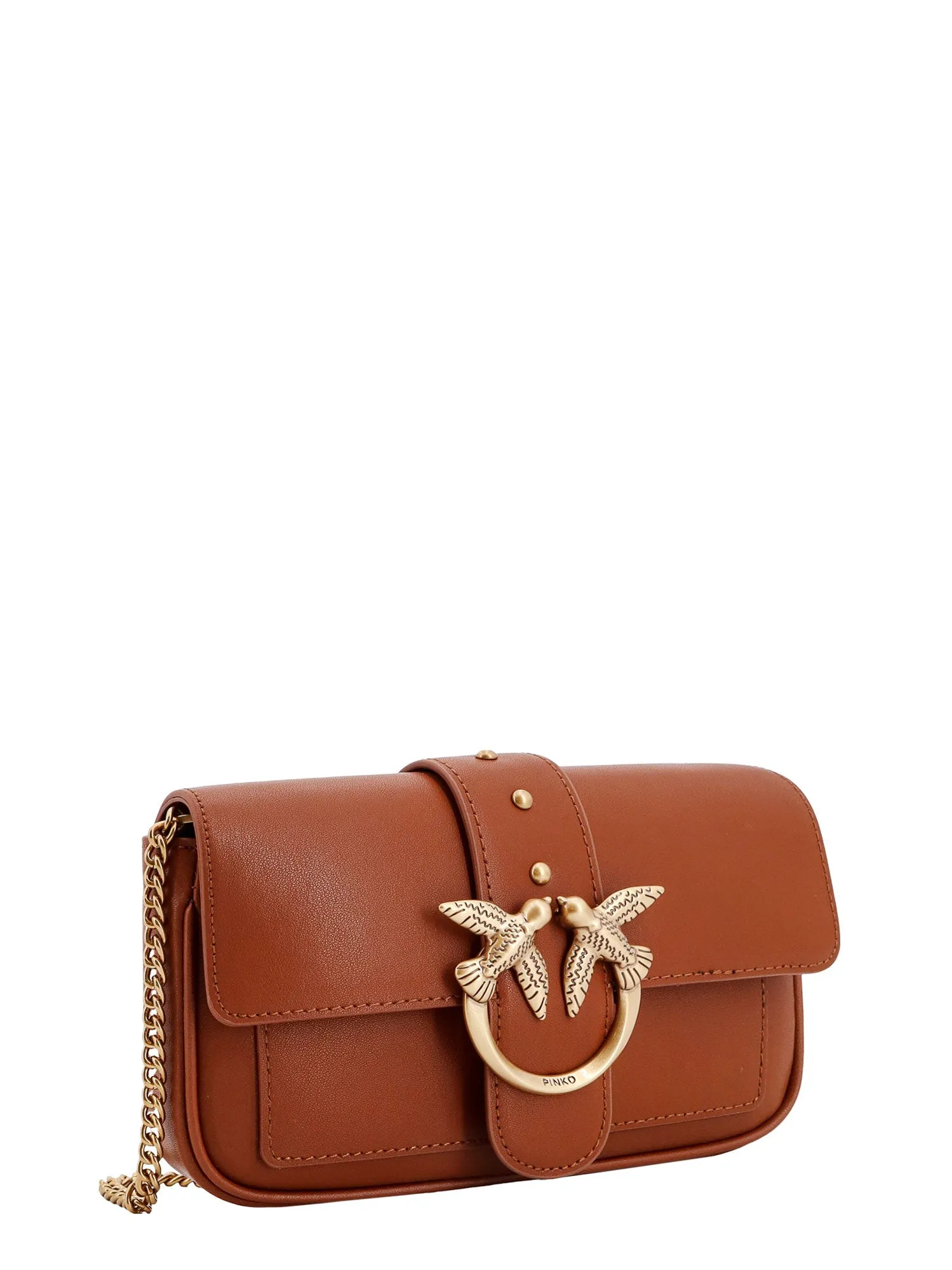 Leather shoulder bag with Love Birds buckle