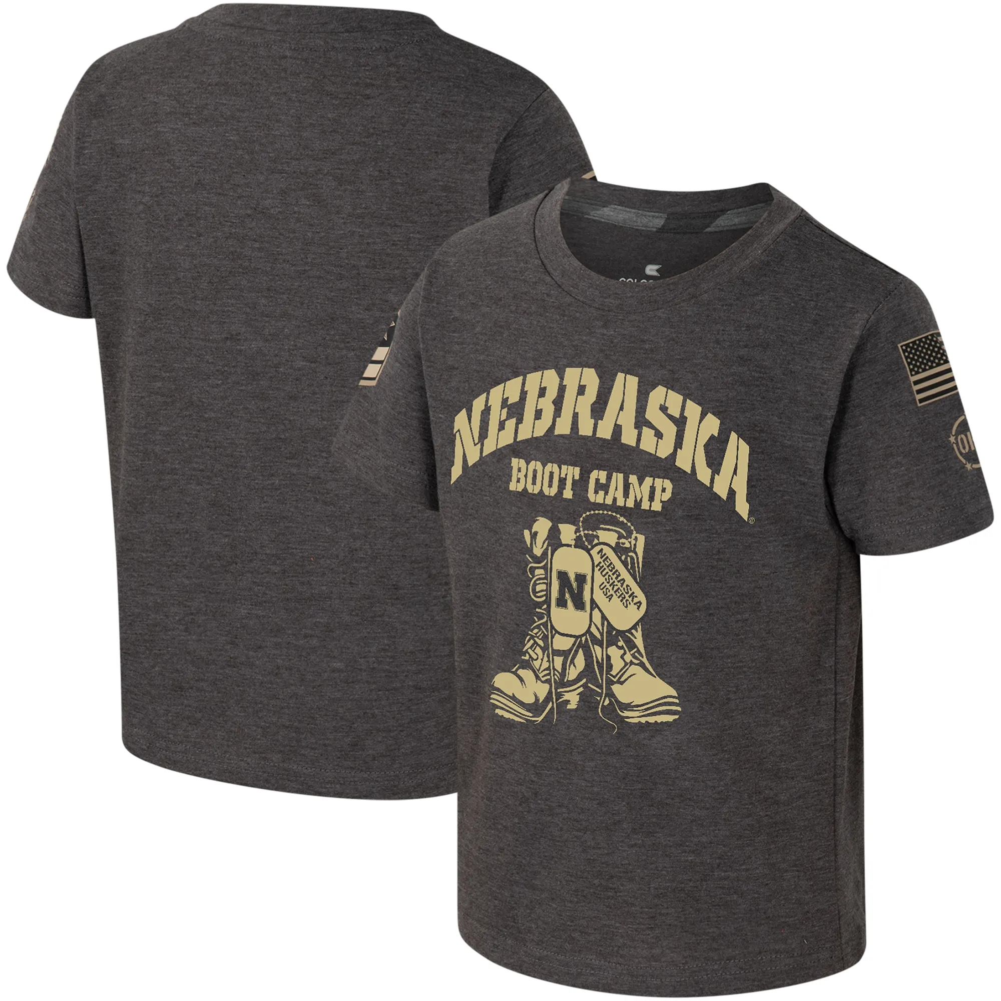 Lids Toddler Colosseum Charcoal Nebraska Huskers OHT Military Appreciation Boot Camp T-Shirt